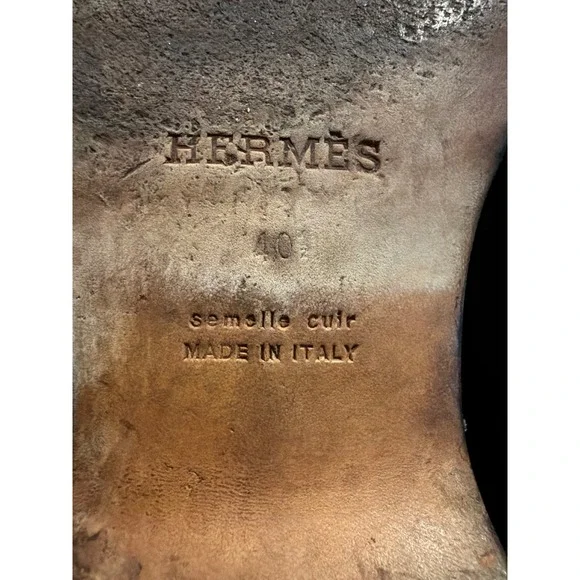 Hermes Black Leather Loafers Men's Size 40 Dress Shoes Made in Italy - Picture 6 of 6